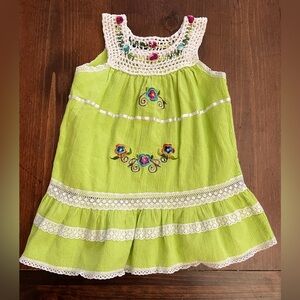 Indian Maqui Green Embroidered dress with knitted top